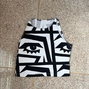 AMERICAN APPAREL Black & White Graphic Crop Top - Women